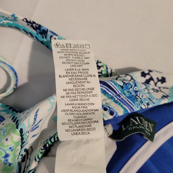 Lauren Ralph Lauren Fiesta Paisley Twist Underwire One Piece Swimsuit sz 10 blue - Picture 7 of 11